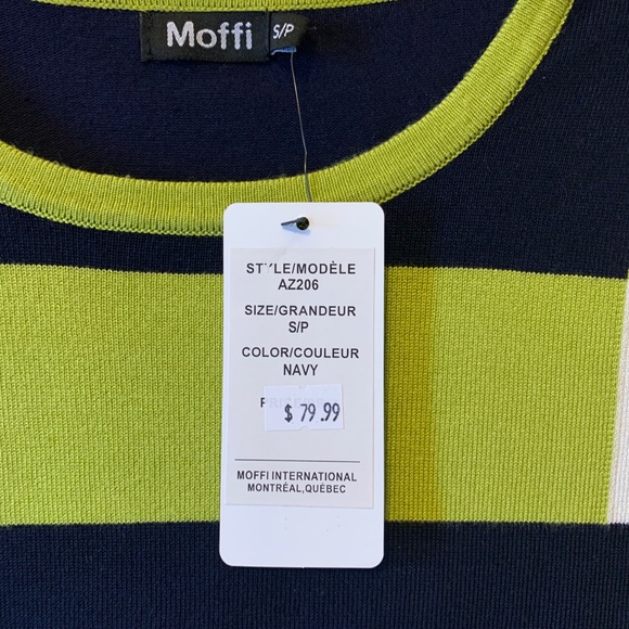 Moffi Sweater in Lime White and Navy - Picture 2 of 5